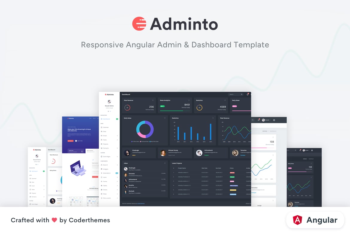 مدل مدیریت و داشبورد Angular – Adminto