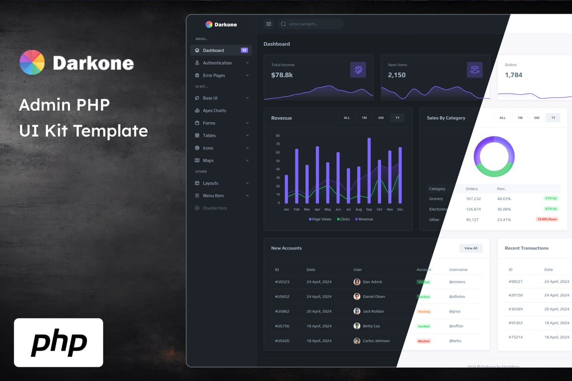 Darkone – الگوی مدیریت و داشبورد PHP