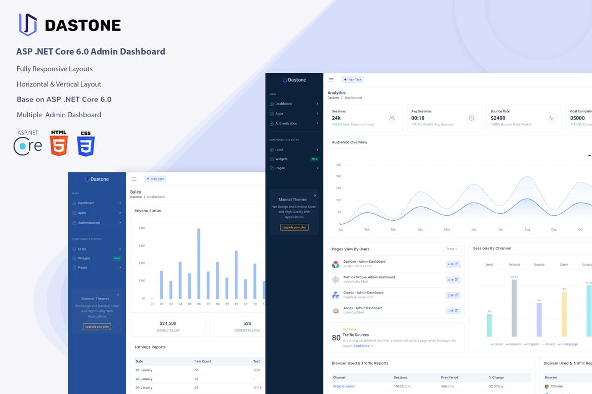 Dastone – ASP.NET Core 6 Admin & Dashboard Template