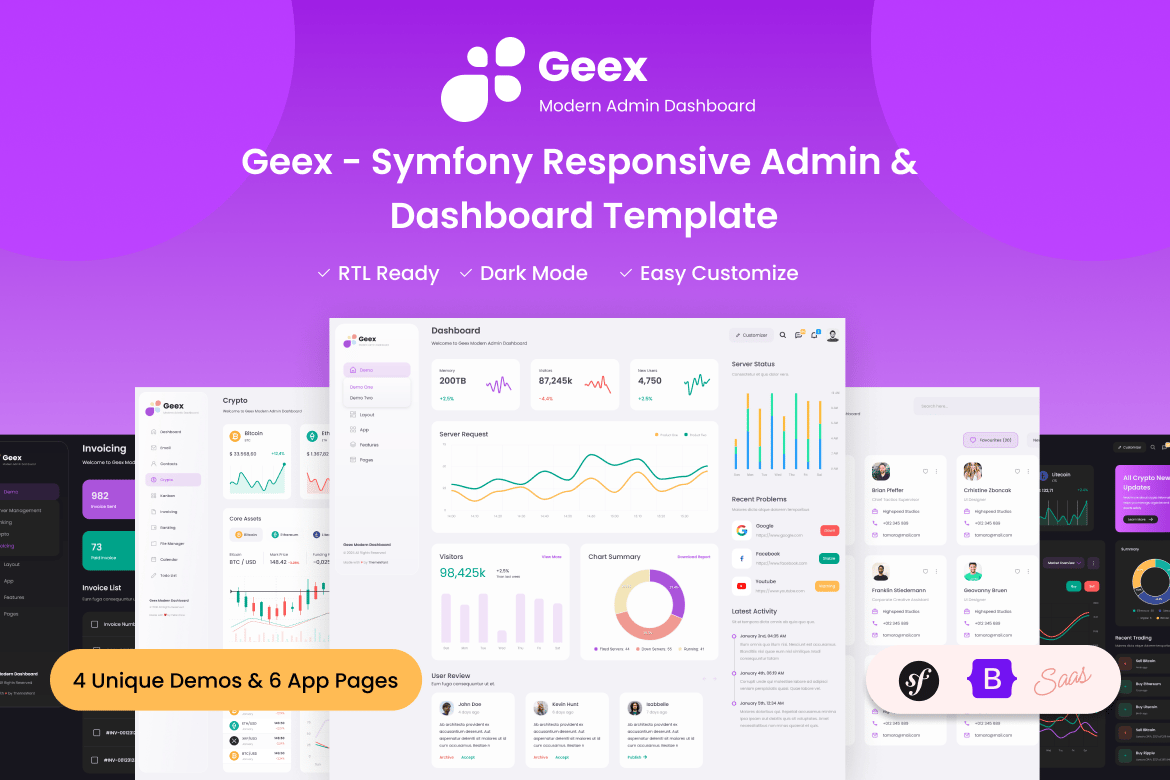 Geex – قالب مدیریت و داشبورد Symfony