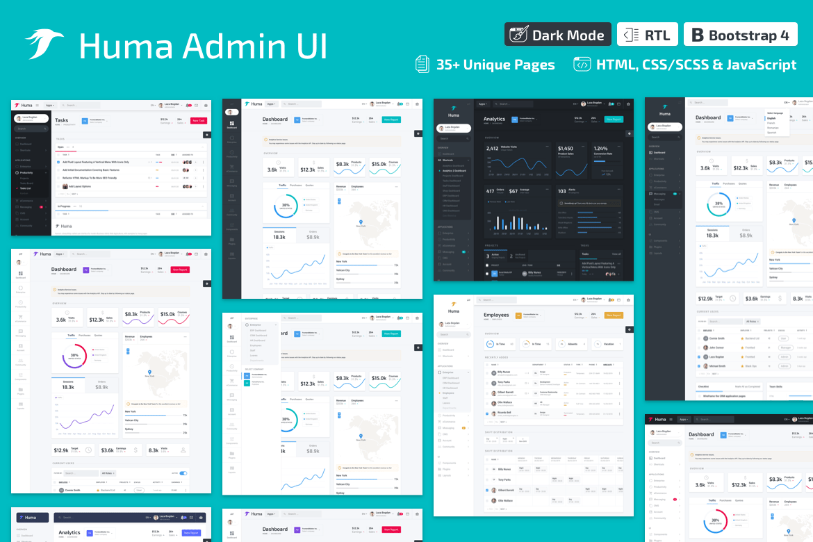 Huma Admin Dashboard PRO – Bootstrap 4 Admin Template