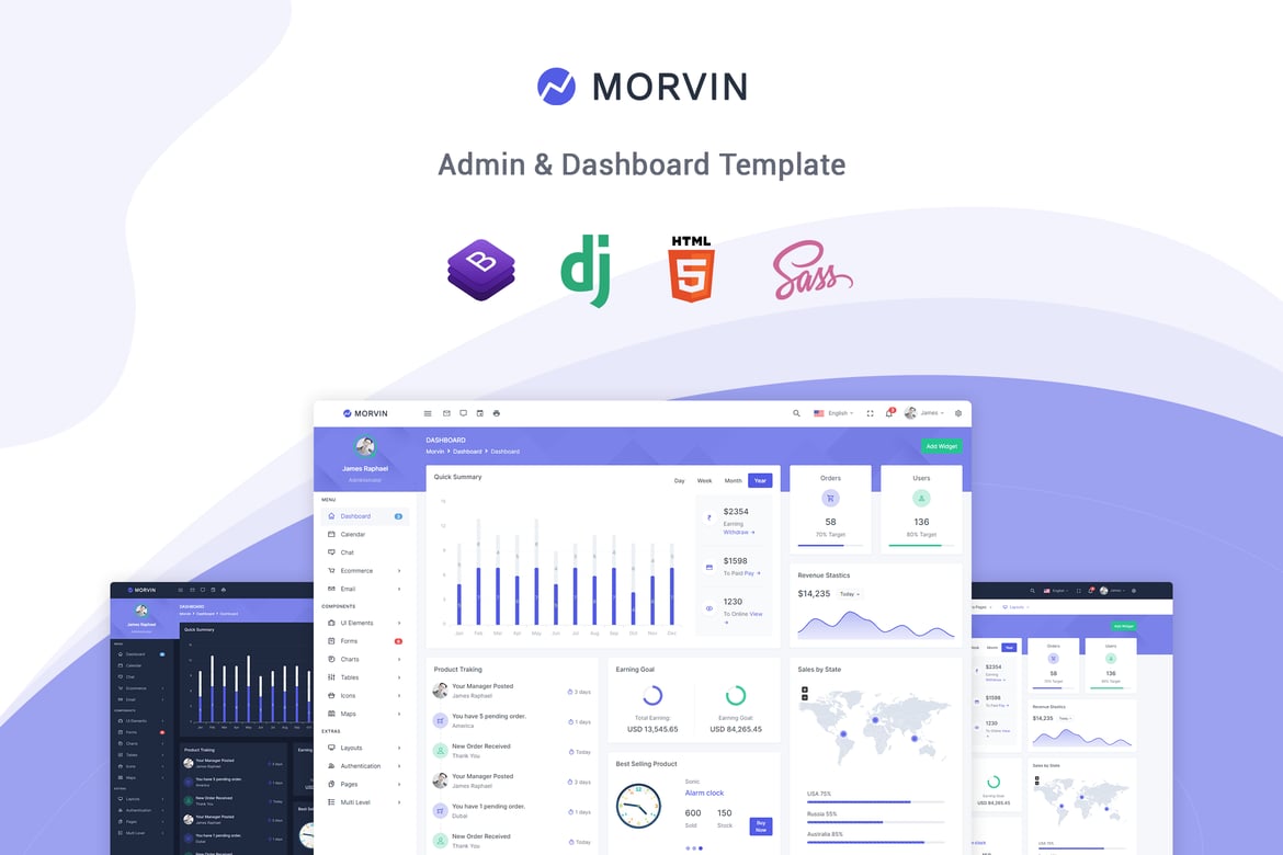 Morvin – تمپلیت مدیریت و داشبورد جنگو