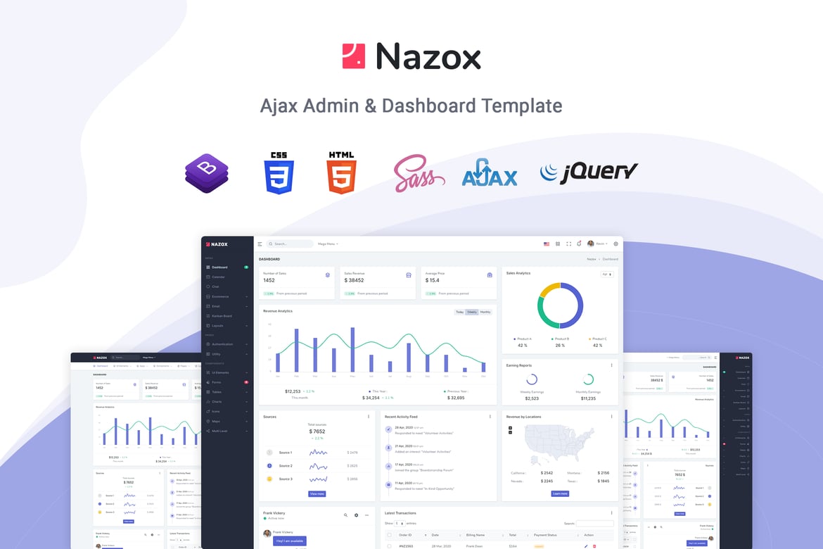 Nazox – قالب مدیریت و داشبورد Ajax