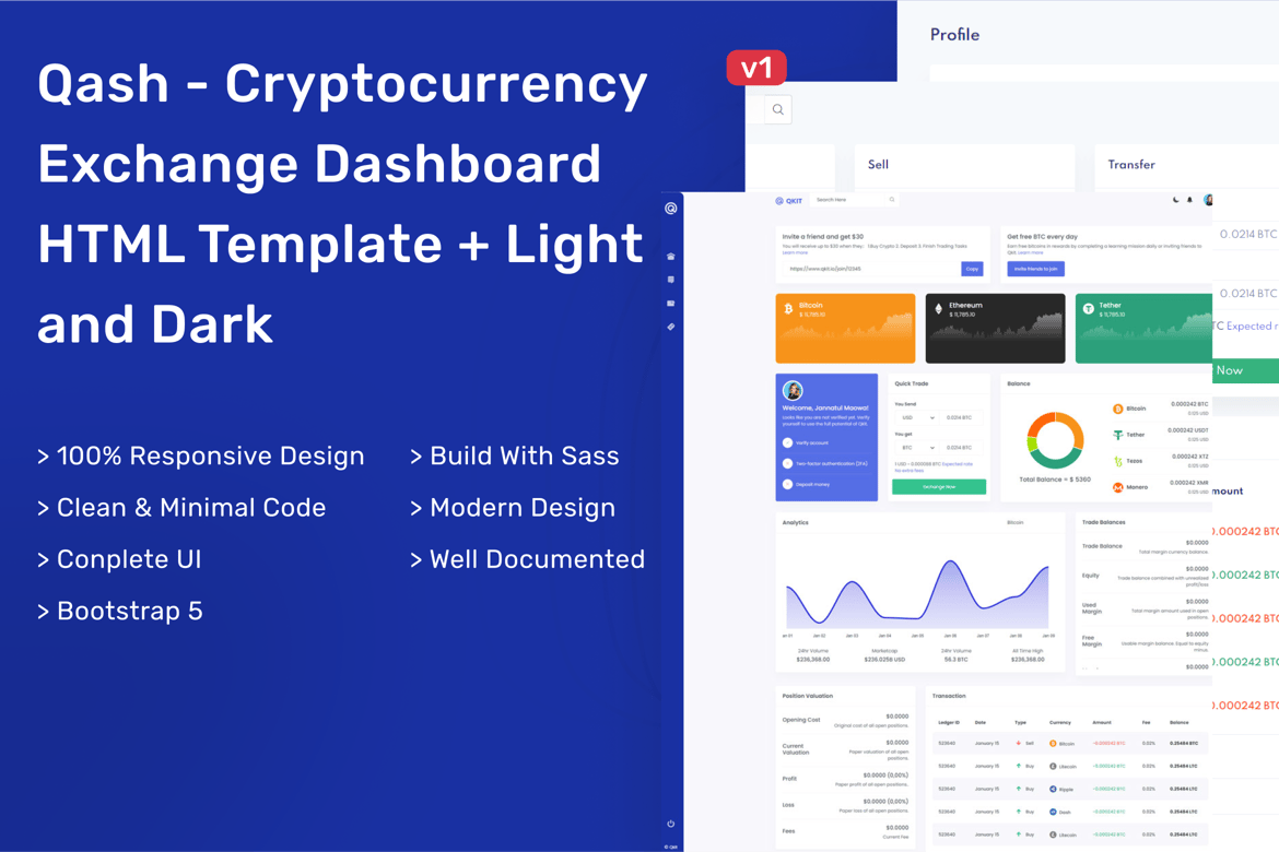 کش – داشبورد HTML صرافی رمز ارز