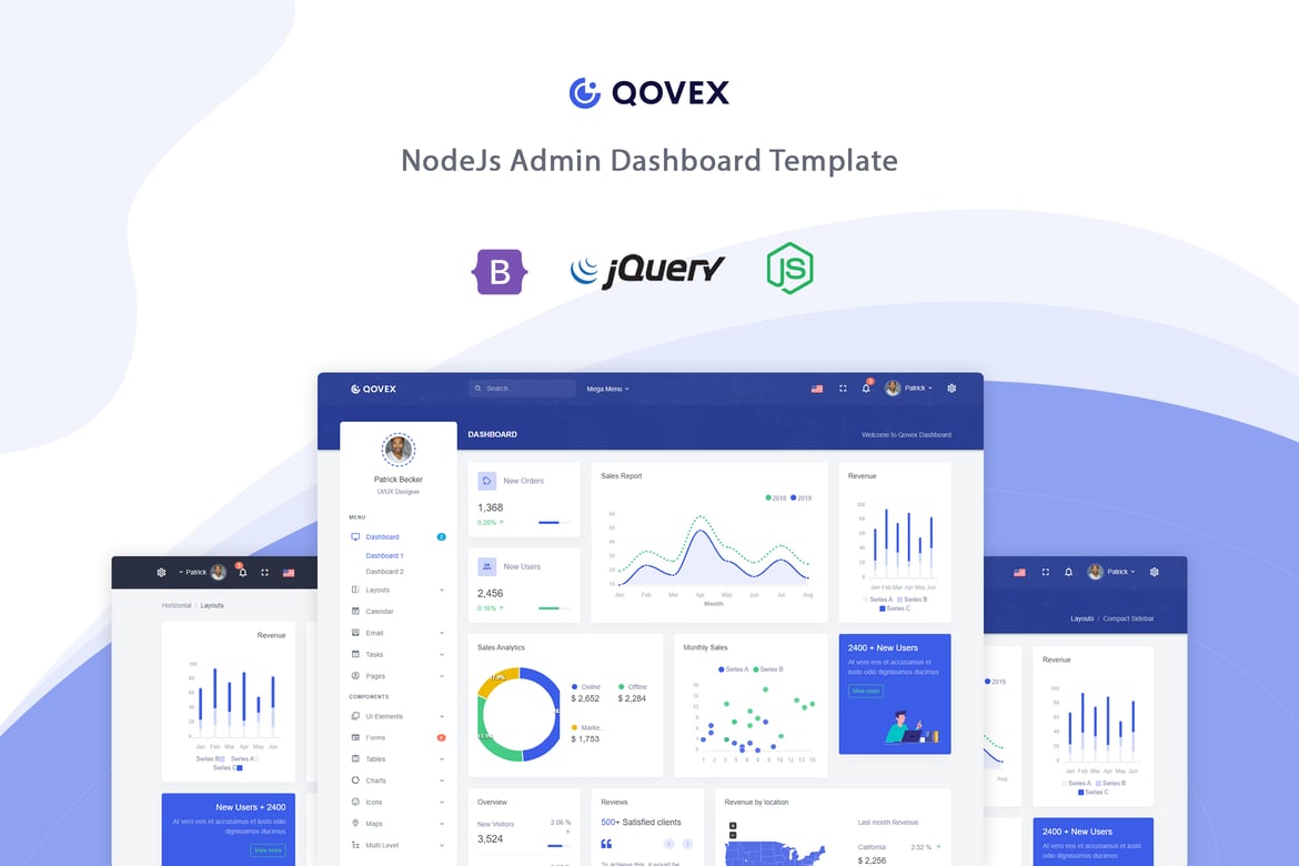 Qovex – الگوی مدیریت و داشبورد Nodejs