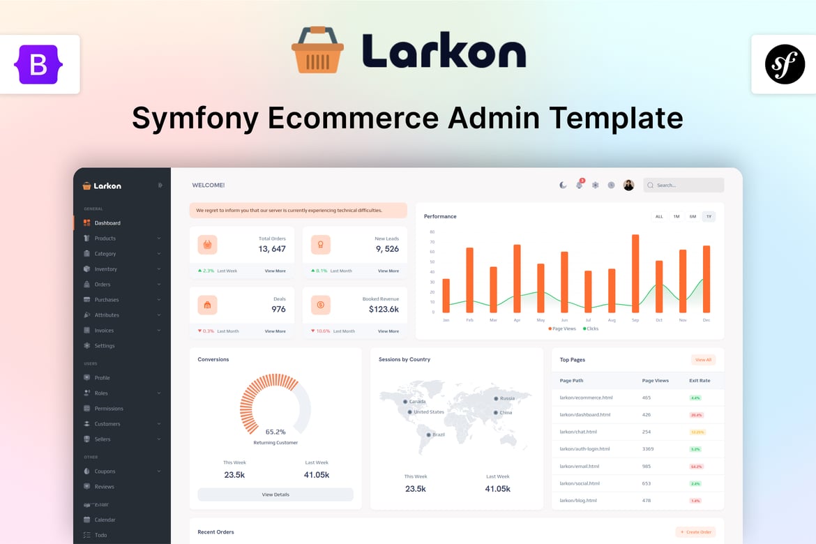 Symfony 7 مدیریت تجارت الکترونیک – Larkon