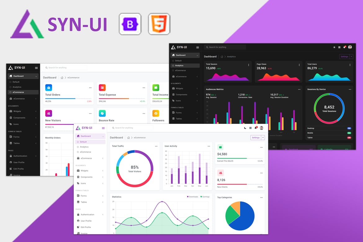 SYN-UI – تم مدیریتی Bootstrap