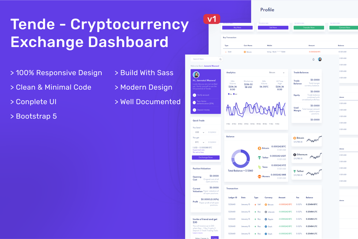 تننده – داشبورد صرافی ارز دیجیتال