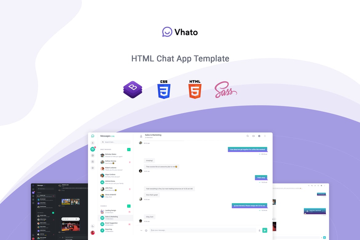 Vhato – قالب چت و پیام‌رسان HTML5