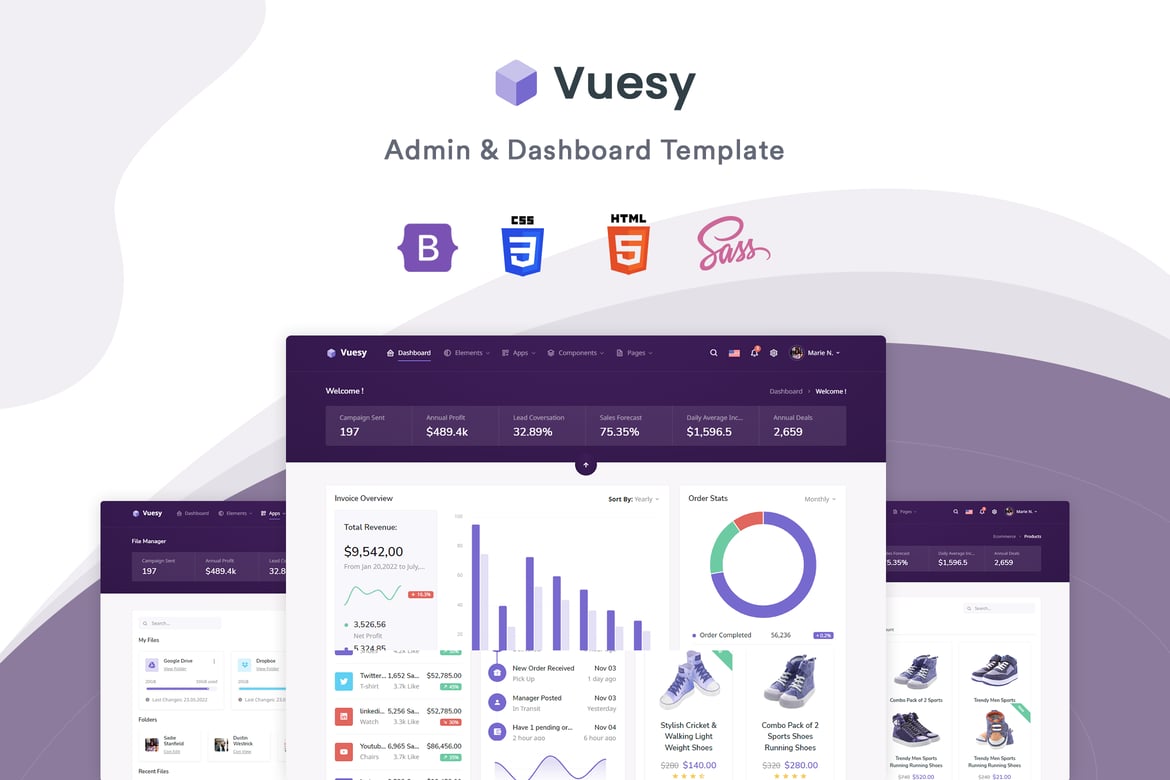 Vuesy – قالب مدیریت و داشبورد