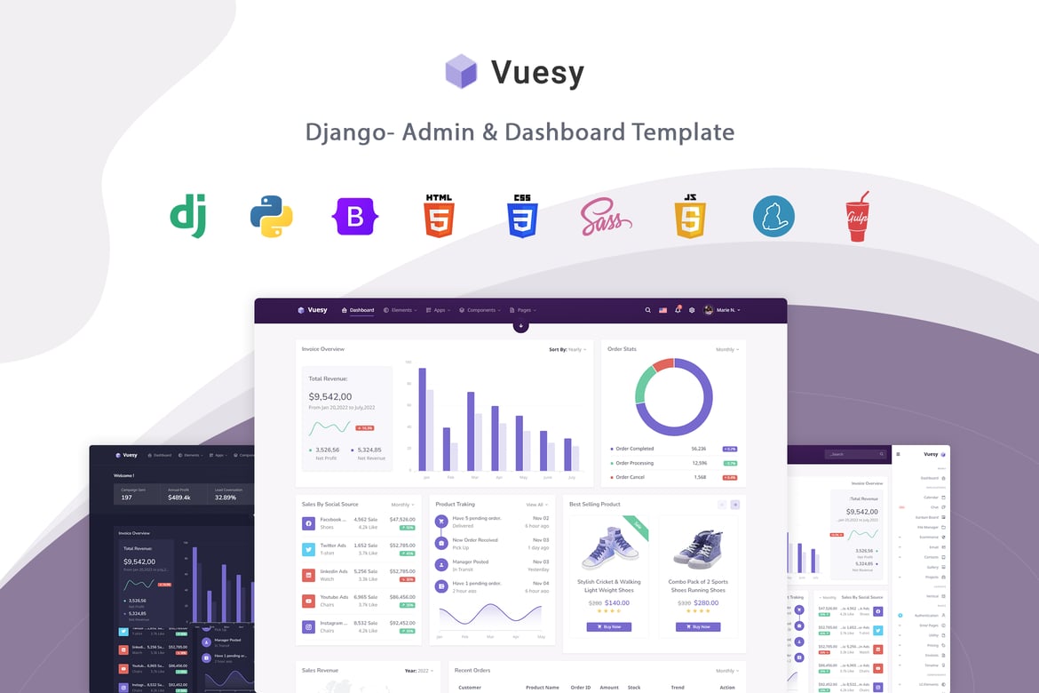 Vuesy – قالب داشبورد مدیریت HTML و Django