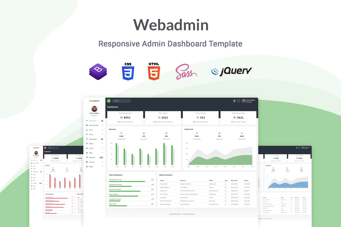 Webadmin – قالب داشبورد مدیریتی پاسخگو